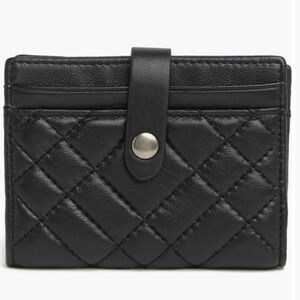 NWOT Kurt Geiger London Quilted Leather Bifold Wallet Black
